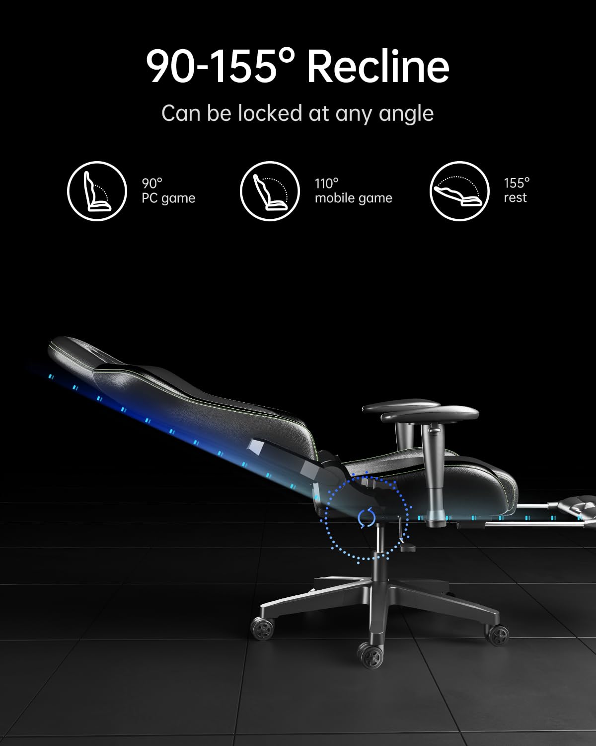 AutoFull Gaming Chair, Racing Style Gaming Chair with Velvet Material Ergonomic Lumbar Support,Adjustable High Back PU Leather PC Chair,Dark AutoFull