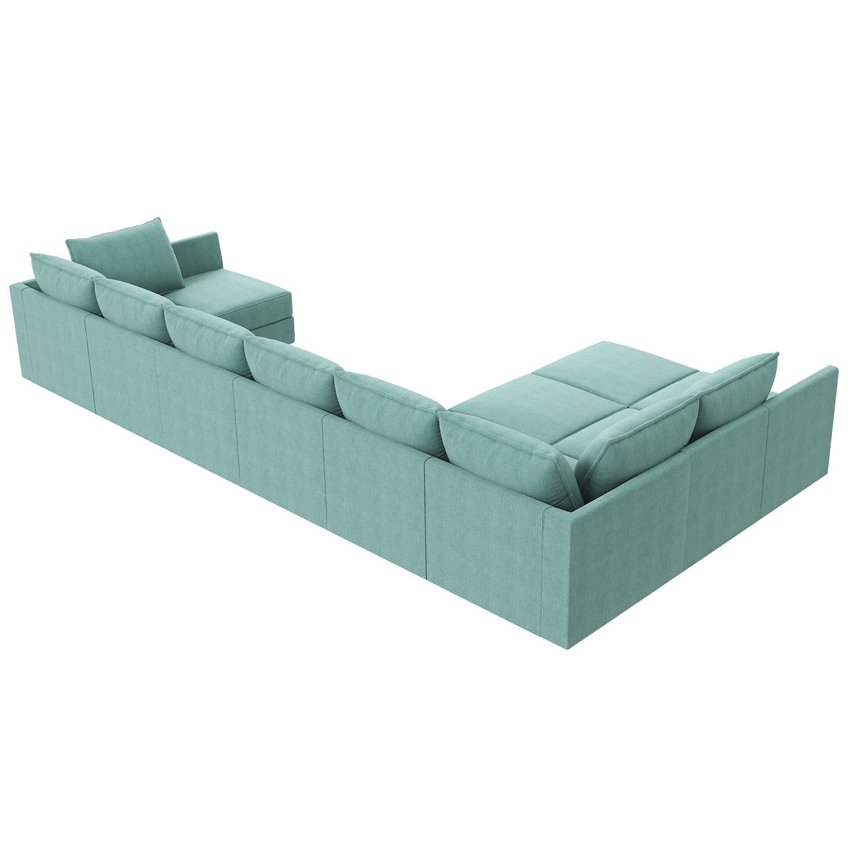 HONBAY Convertible U Shaped Modular Sofa Sectional Modular Couch with Chaise Oversized Sofa Sleeper Couch for Large Living Room,Aqua Blue HONBAY
