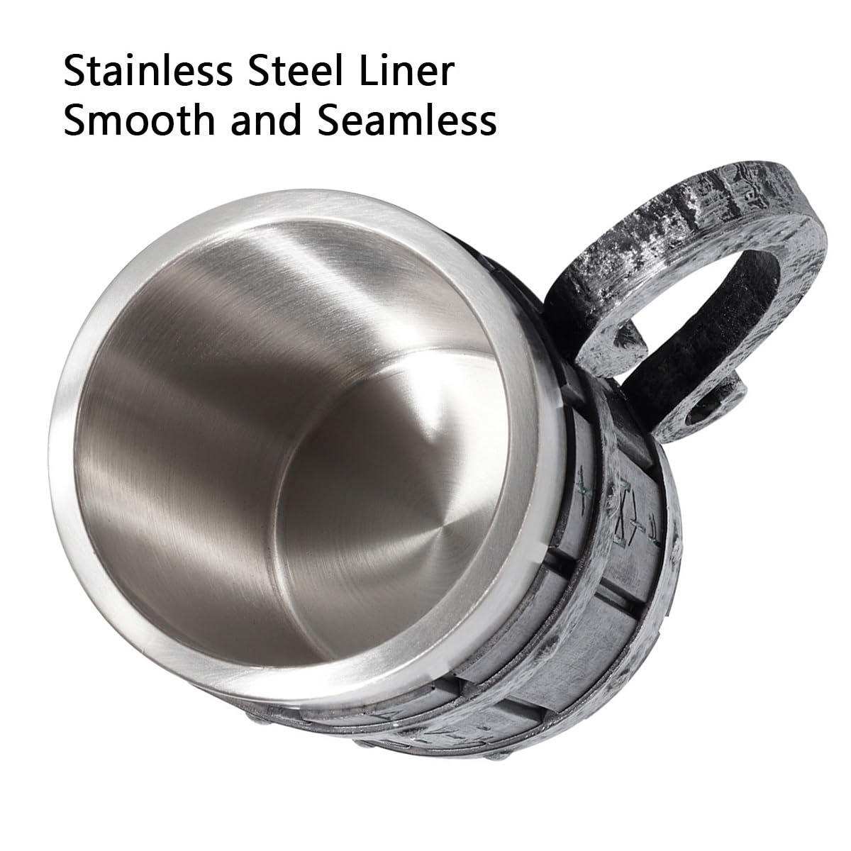 Vintage Handmade Wooden Beer Barrel Mug,Bar Restaurant Mug With Handle,Resin Bucket Mug for Men Coffee Beverage Cocktail,Stainless Steel Liner Beer Stein Tankard Beer Cup Unique Gift Mug HQSLPS