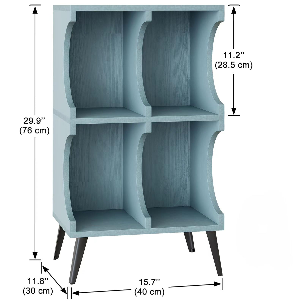 Aenuert Blue 4-Cube Modern Bookshelf - Stylish Open Storage Display Cabinet for Home and Office Aenuert