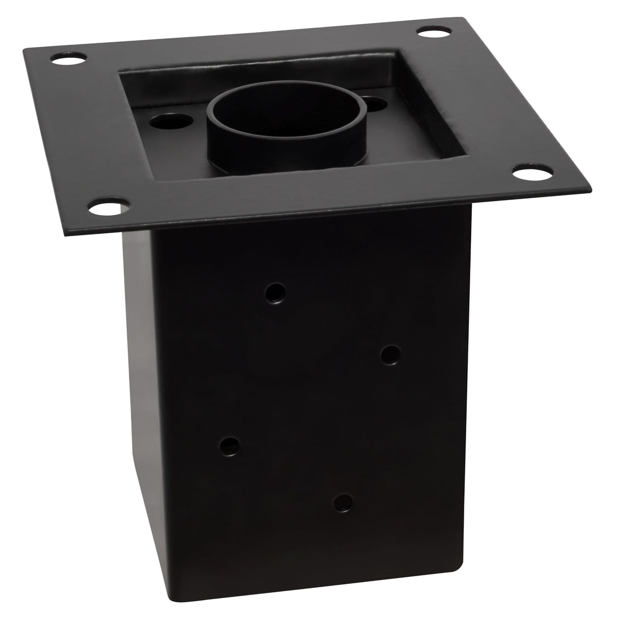 (4 PCS) LADECH 4x4 Post Anchor Base with Bottom Drainage Hole, Black Powder Coated Brackets for Fence Posts, Pergola, Mailbox Post, Come with Wood Screws and Concrete Anchors (4, 4x4) LADECH
