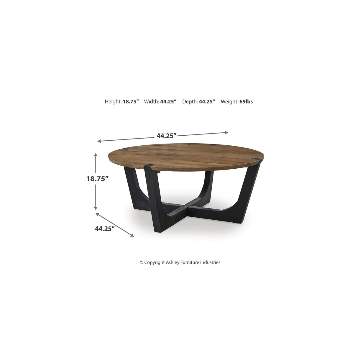 Signature Design by Ashley Hanneforth Farmhouse Coffee Table with Angled Solid Wood Legs, Light Brown & Black Signature Design by Ashley