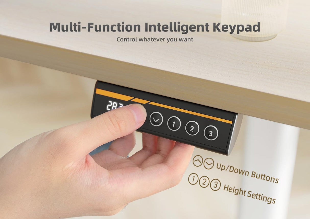 YDN Electric Standing Desk, 55x24 Inch Stand up Desk Adjustable Height, Sit Stand Home Office Desk with Splice Board, Natural YDN