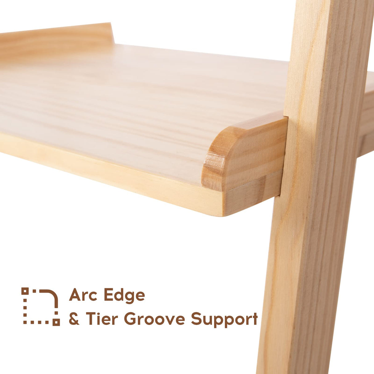 Bloddream Ellwood 6-Tier Natural Pine Wood Leaning Shelf - Stylish Storage & Display Solution Bloddream