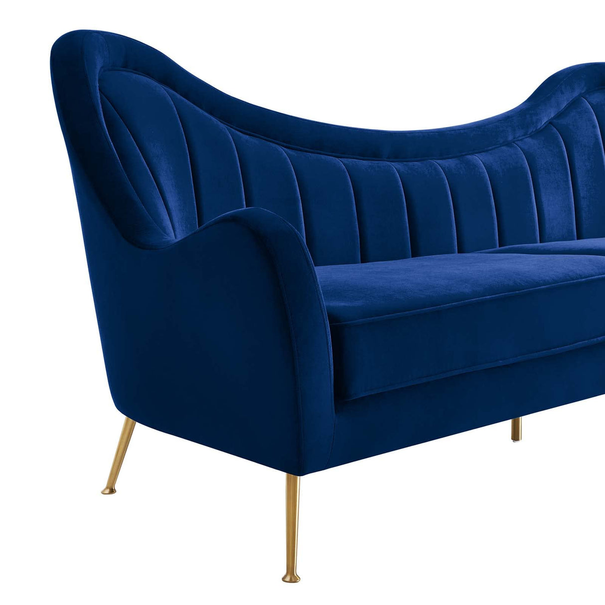 Modway EEI-5874-NAV Cheshire Channel Tufted Performance Velvet Sofa, Navy Modway