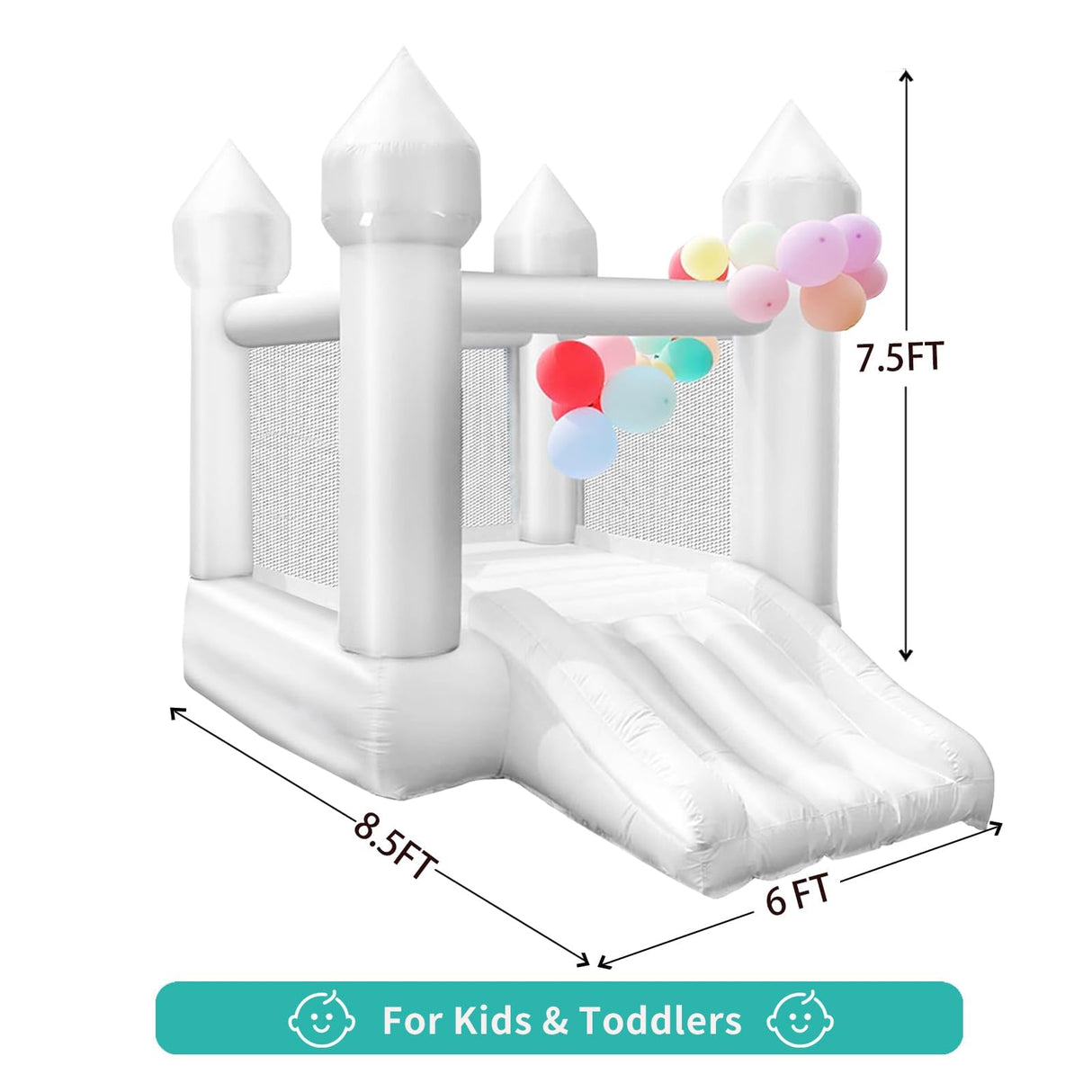 iLink-outer White Bounce House Indoor Outdoor Bouncy Castle for Kids 2-8 Oxford Toddler Bounce House with Slide Balloon & Blower,103 x 71 x 90 inch,Children's Birthday Party Easter Party Gifts iLink-outer