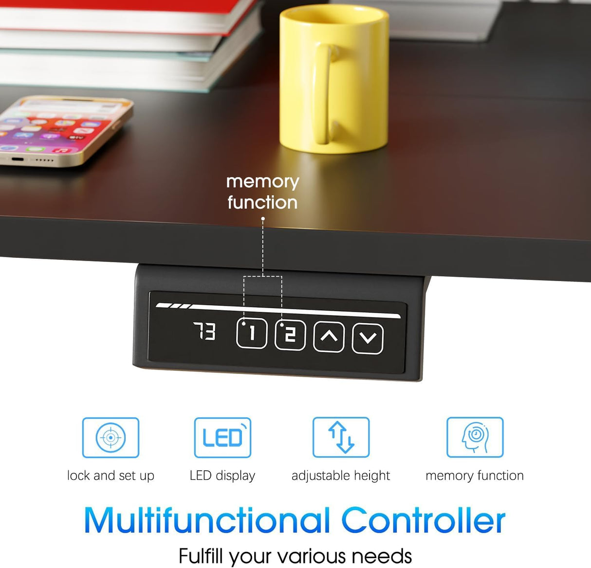 BLKMTY Electric Standing Desk Adjustable Height Computer Desk 24"x40" Home Office Desk Ergonomic Raising Desk Sit Stand Desk with Headphone Hook 20db Noiseless Lifting Desk for Adult, Black BLKMTY