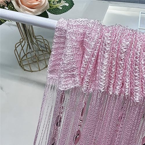 ave split 100cmX200cm Decorative Door String Curtain Beads Wall Panel Fringe Window Room Divider Blind for Wedding Coffee House Restaurant Parts Door Divider Beads Tassel Screen Decoration (pink25) ave split