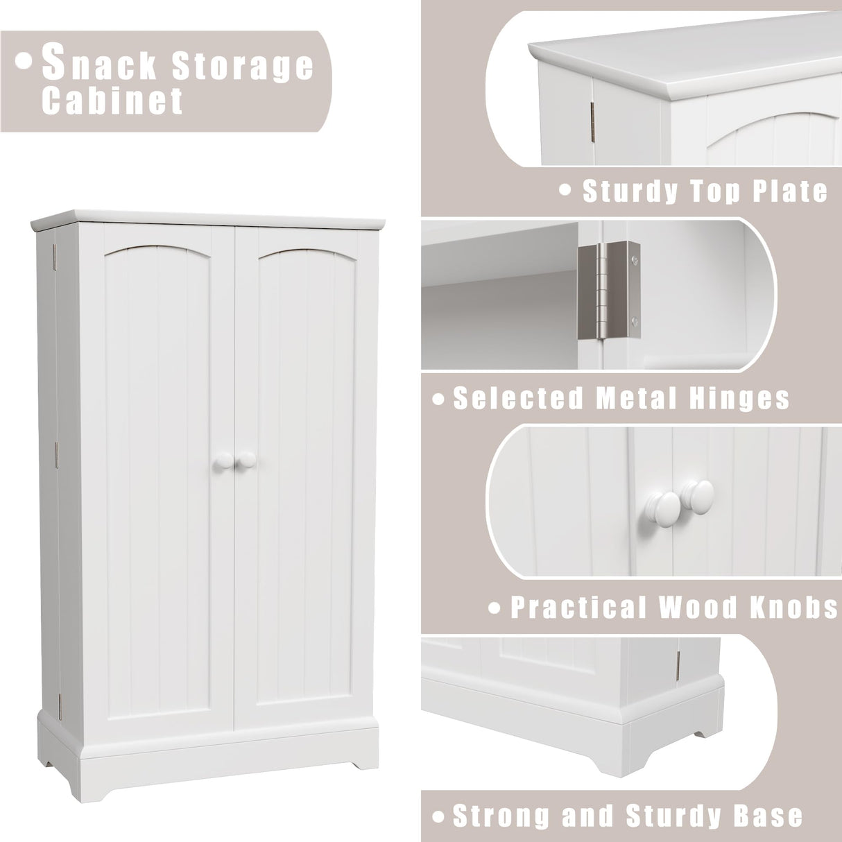 Furniwell 41" Kitchen Pantry Storage Cabinet, Freestanding Buffet Cupboards with Doors & Adjustable Shelves Pantry Organizers, Pantry Cabinets for Kitchen, Living Room and Dining Room Furniwell