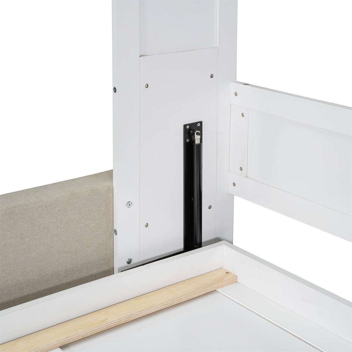 Linique Queen Size Murphy Bed with Sofa and Top Shelf, Horizontal Wall Bed, Versatile Convertible Wooden Bed Frame White, 93.3"x86.2" Linique