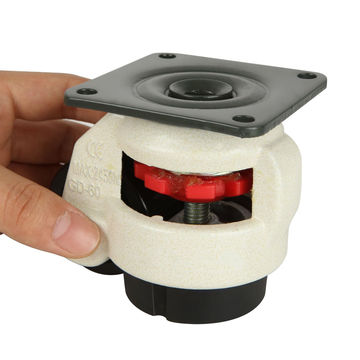 Acrux7 Retractable Leveling Casters Set of 4 Heavy Duty GD-60F, Workbench Caster with Rubber Leveling Feet, 360 Degree Swivel Industrial Plate Caster Wheel for Machine, Equipment Acrux7