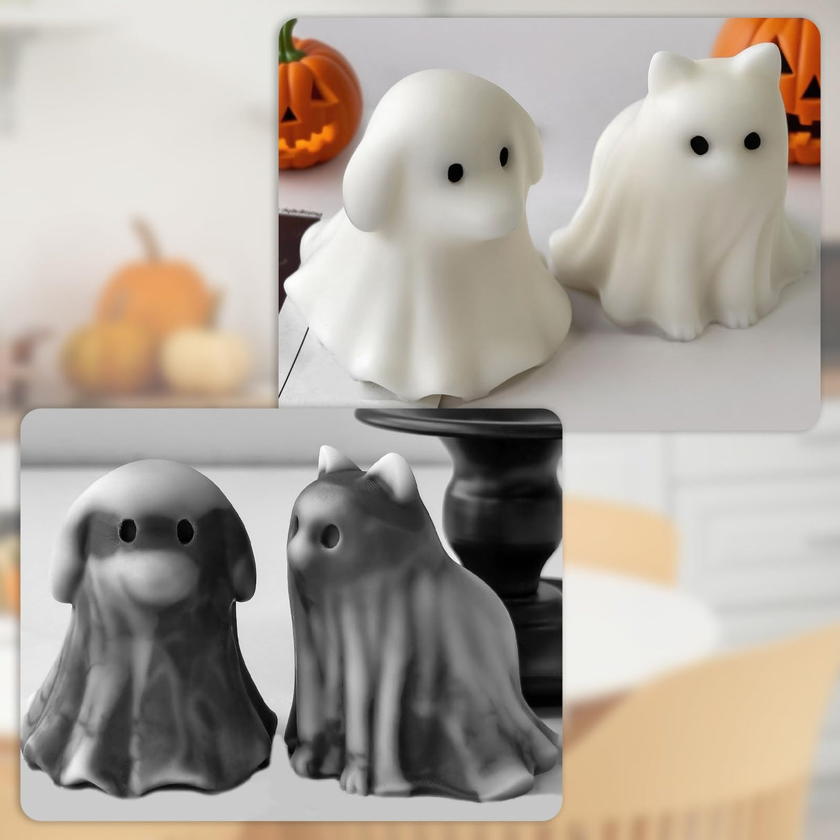 Halloween Animal Ghost Candle Mold, Cat Dog Resin Casting Ghost Silicone Molds for Halloween Aromatherapy Candle Soap Making Home Art Crafts Decor DIANA'S DREAM