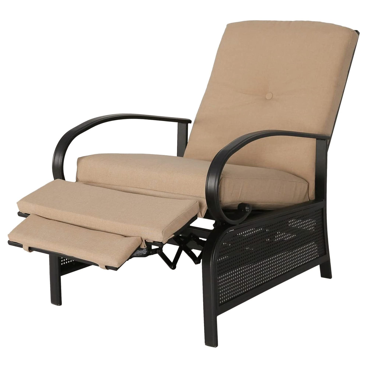Ulax Furniture Patio Recliner Chair Automatic Adjustable Back Outdoor Lounge Recliner Chair with 100% Olefin Cushion (Beige) Ulax furniture