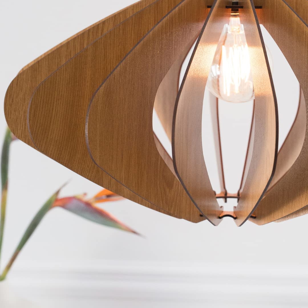 ELEIPSE Wood Pendant Light | Mid Century Modern Chandelier | Hanging Lamp | Wood Chandelier Lighting | Modern Light Fixture | Modern Pendant Light DEZAART