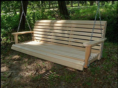 5 Ft ROLL BACK PORCH SWING made from Rot-resistant Select Louisiana Cypress Eternal Wood Made in the USA - Green Furniture - GO GREEN Ecommersify Inc