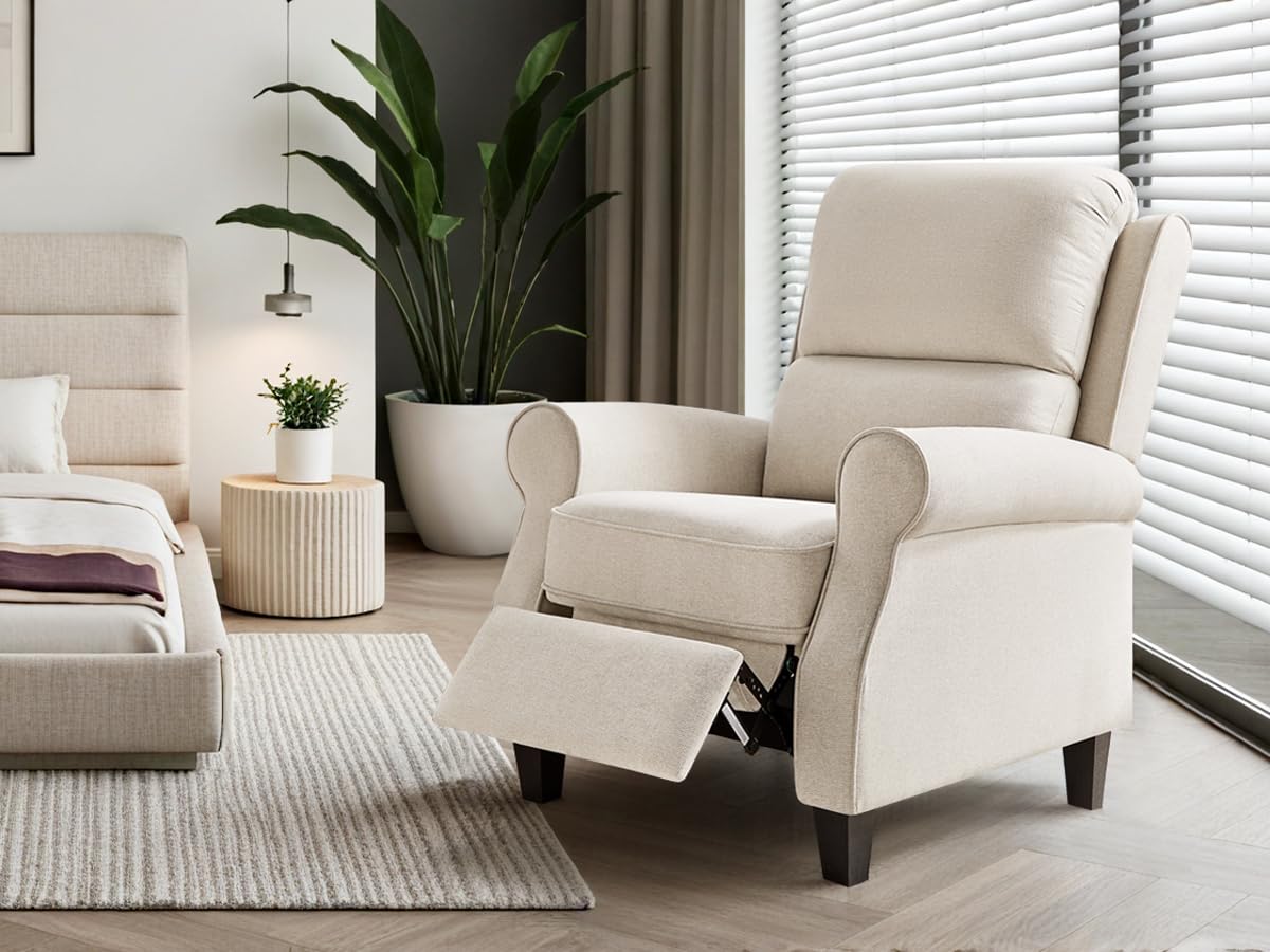 Oversized Recliner Chair for Living Room, Modern Reclining Sofa Home Theater Seating with Upholstered Push Back, Mid-Century Reclining Armchair with Lumbar Support, Bedroom, Reading Nook, Office Arcrinte