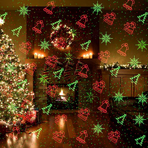 Christmas Projector Lights Outdoor Holiday Laser Lights Landscape Spotlight Red and Green Star Shower with 360 Accessibility Wireless Remote Christmas Decor for Xmas Party Outdoor Garden Patio Wall Y YUEGANG