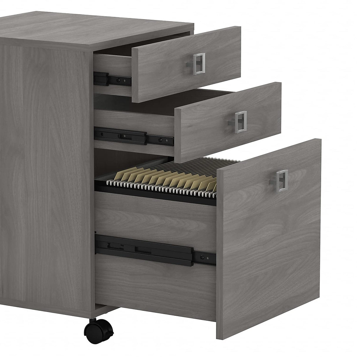 Bush Business Furniture Echo Mobile Cabinet with Satin Silver Hardware Under Desk Filing Drawer Storage for Home Office or Professional, 16W, Modern Gray Bush Business Furniture