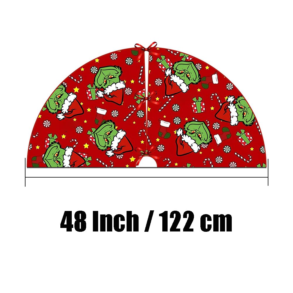 Christmas Tree Skirt 48 Inches Tree Skirts Mats, Large Christmas Decor Mat Tree Decorations for Decor Holiday Party Indoor Outdoor Wvapzwr