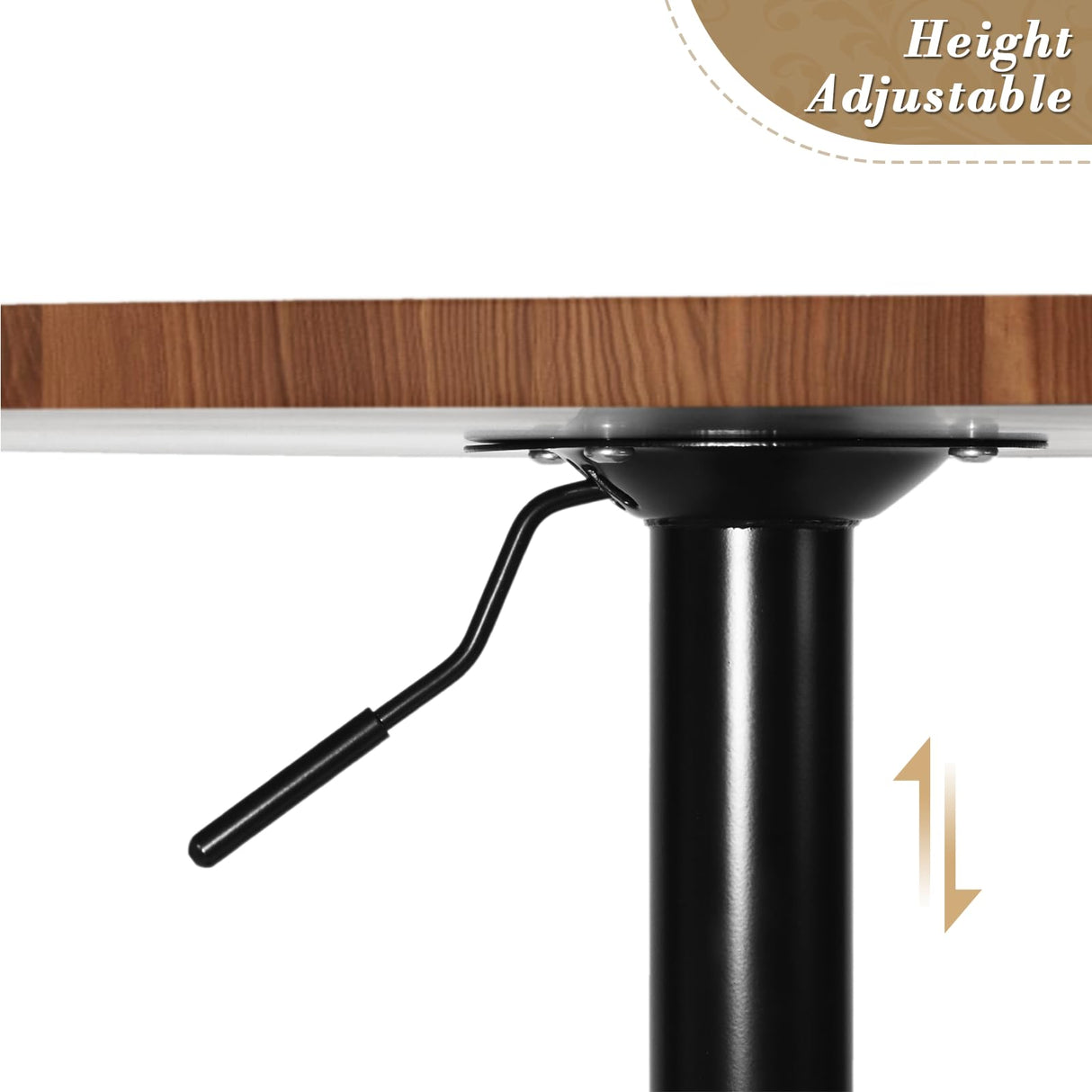 Athena Collection Round Bar Table,Adjustable Height Pub Table and 360°Swivel Bistro Table, High Top Table with MDF Desktop,Cocktail Table for Bar/Pub/Bistro (Brown Wood) Athena Collection