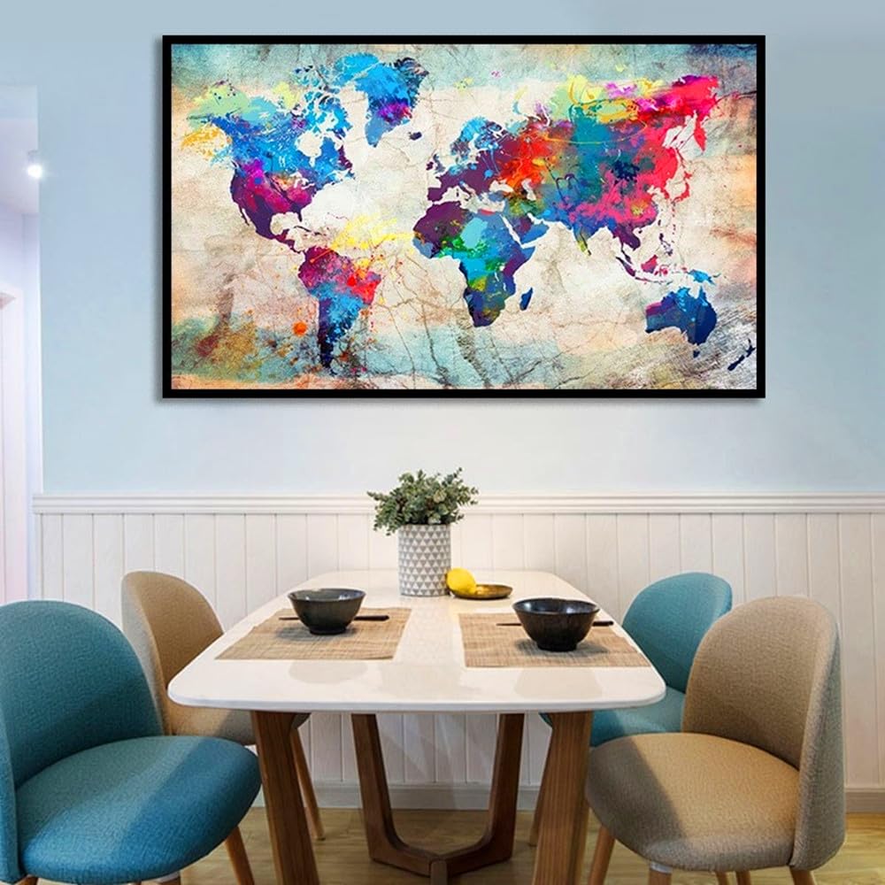 MMAHD 5D DIY Diamond Art Painting Kits for Adults Full,Map Full Drill Embroidery Paintings Rhinestone Pasted DIY Painting Cross Stitch Arts Crafts for Home Wall Decor (map) MMAHD