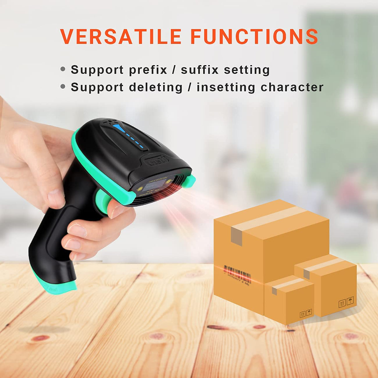 Tera Barcode Scanner Wireless Versatile 2-in-1 (2.4Ghz Wireless+USB 2.0 Wired) with Battery Level Indicator 328 Feet Transmission Distance Rechargeable 1D Laser Bar Code Reader USB Handheld (Blue) Tera