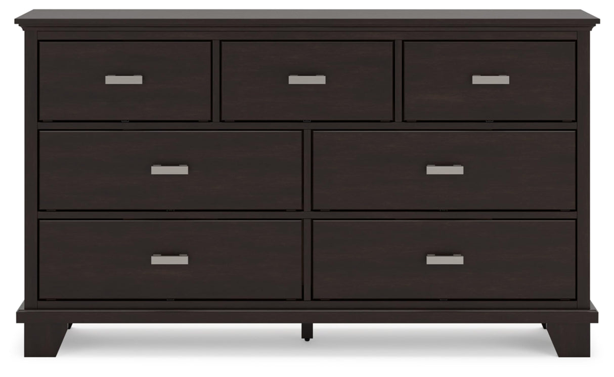 Signature Design by Ashley Covetown Contemporary 7 Drawer Dresser with Safety Stop for Bedroom, Dark Brown Signature Design by Ashley