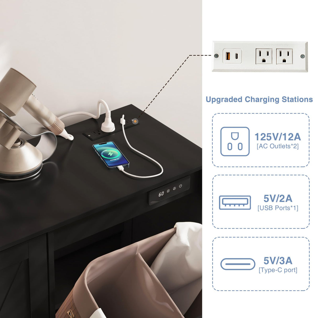 Halitaa Double Tilt Out Trash Cabinet, Free Standing 10 Gallon Recycling Trash Can Cabinet with Negative Ion and Deodorizing Function, for Kitchen Living Room, Black Halitaa