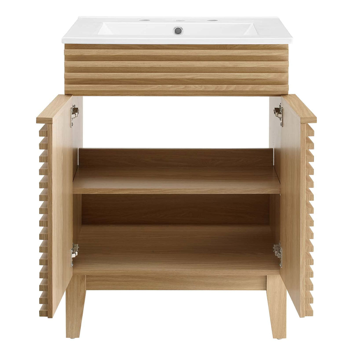 Modway Render Vanity Floor, 24 Inch, Oak/White Sink Modway