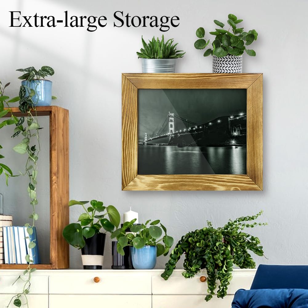 Hidden Gun Storage - Gun Safe Pistol Storage, 11"x14" Matted to 8"x10" Concealment Furniture Secret Decor Solid Wooden Handgun Picture Frames Box Homvle