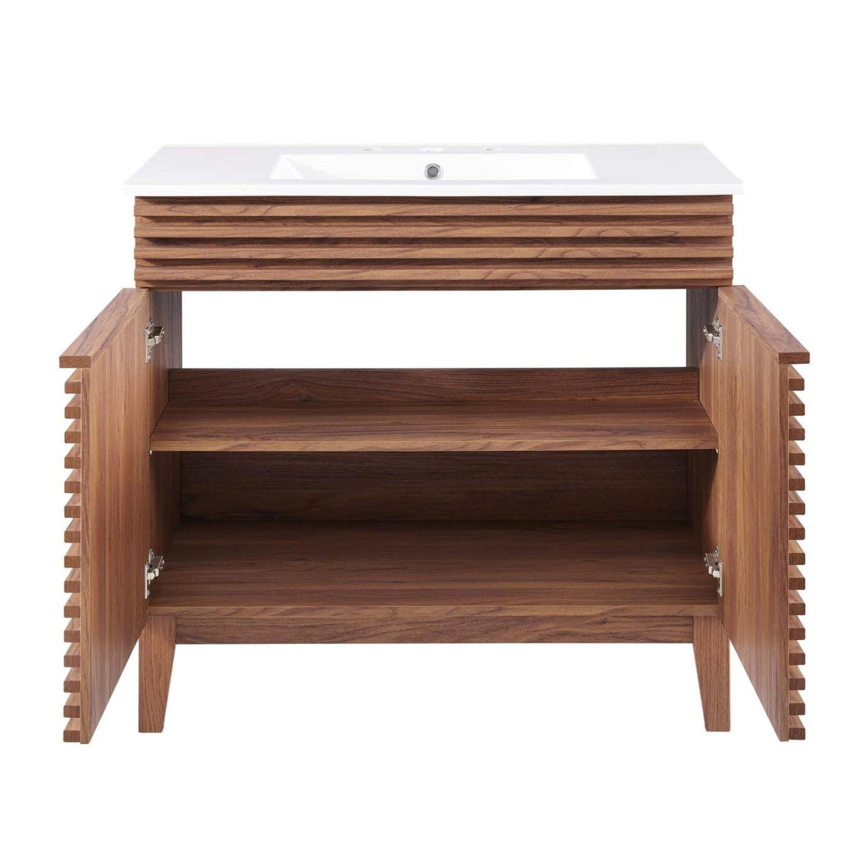 Modway Render 36" Bathroom Vanity in Walnut White Modway