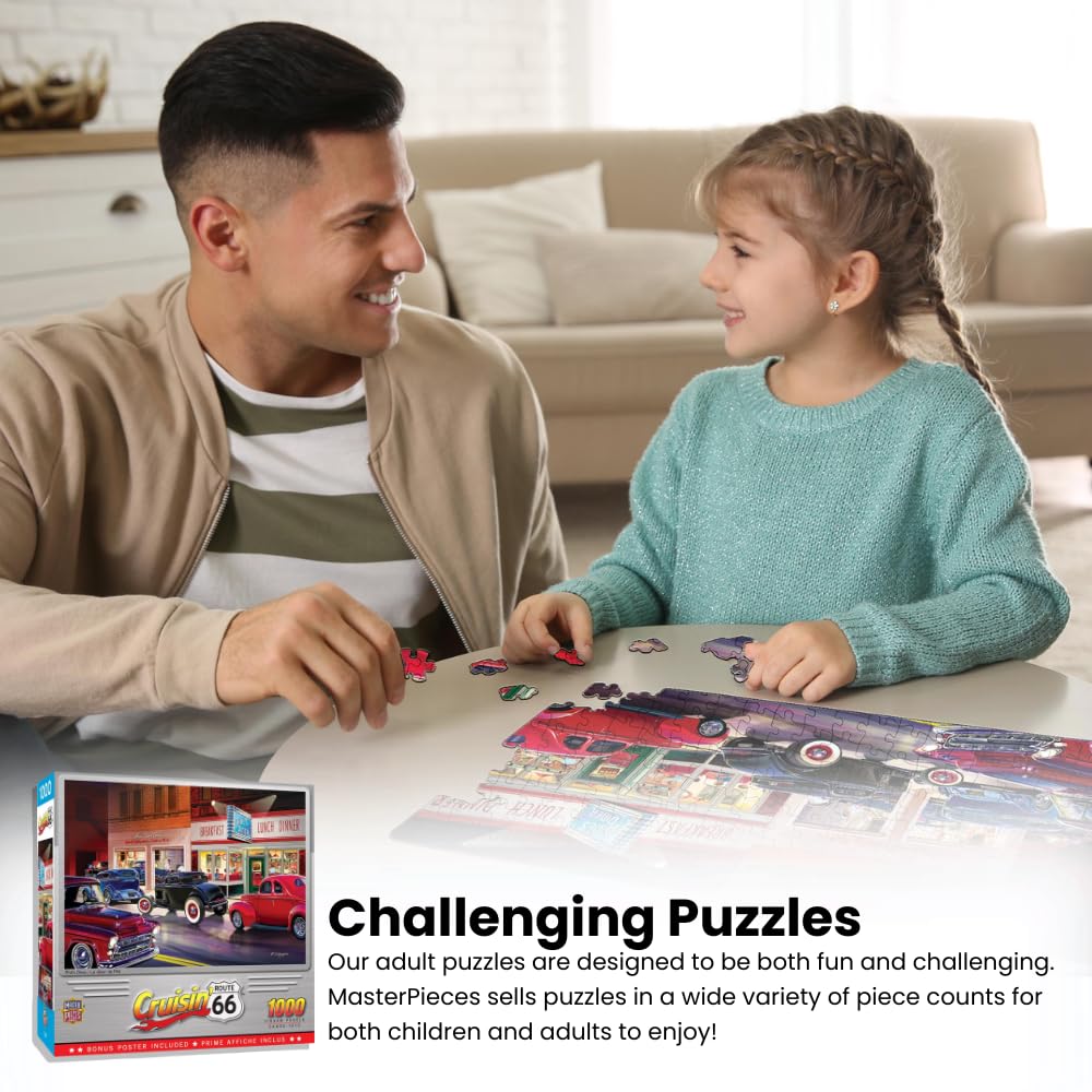 MasterPieces - 1000 Piece Jigsaw Puzzle, Drive Through on Route 66, Fun for Adults, Family, Kids, 19.25" x 26.75" Masterpieces