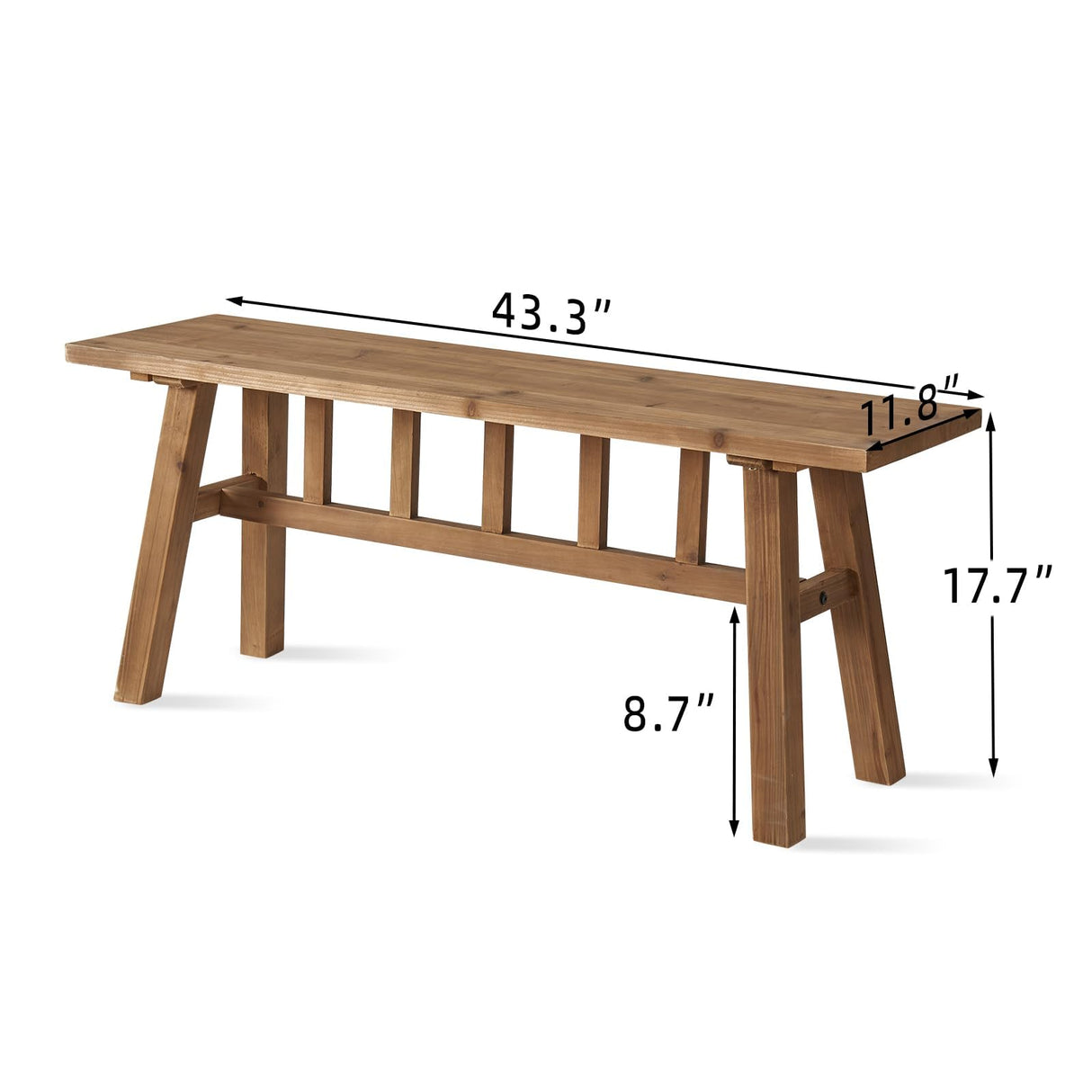 Wnutrees 43" Solid Wood Bench, Farmhouse Rustic Entryway Bench Seat for Dining Room, Hallway, End of Bed, Handcrafted Finish, Natural Wnutrees