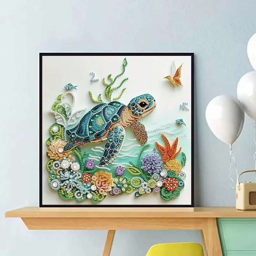 ZQEATRY Sea Turtle Animal Special Shape Diamond Art Kits for Adults,5D Diamond Painting Kits for Beginner,DIY Diamond Crystal Rhinestones Painting Kits for Home Wall Decor Gift 11.8 X 11.8inch ZQEATRY