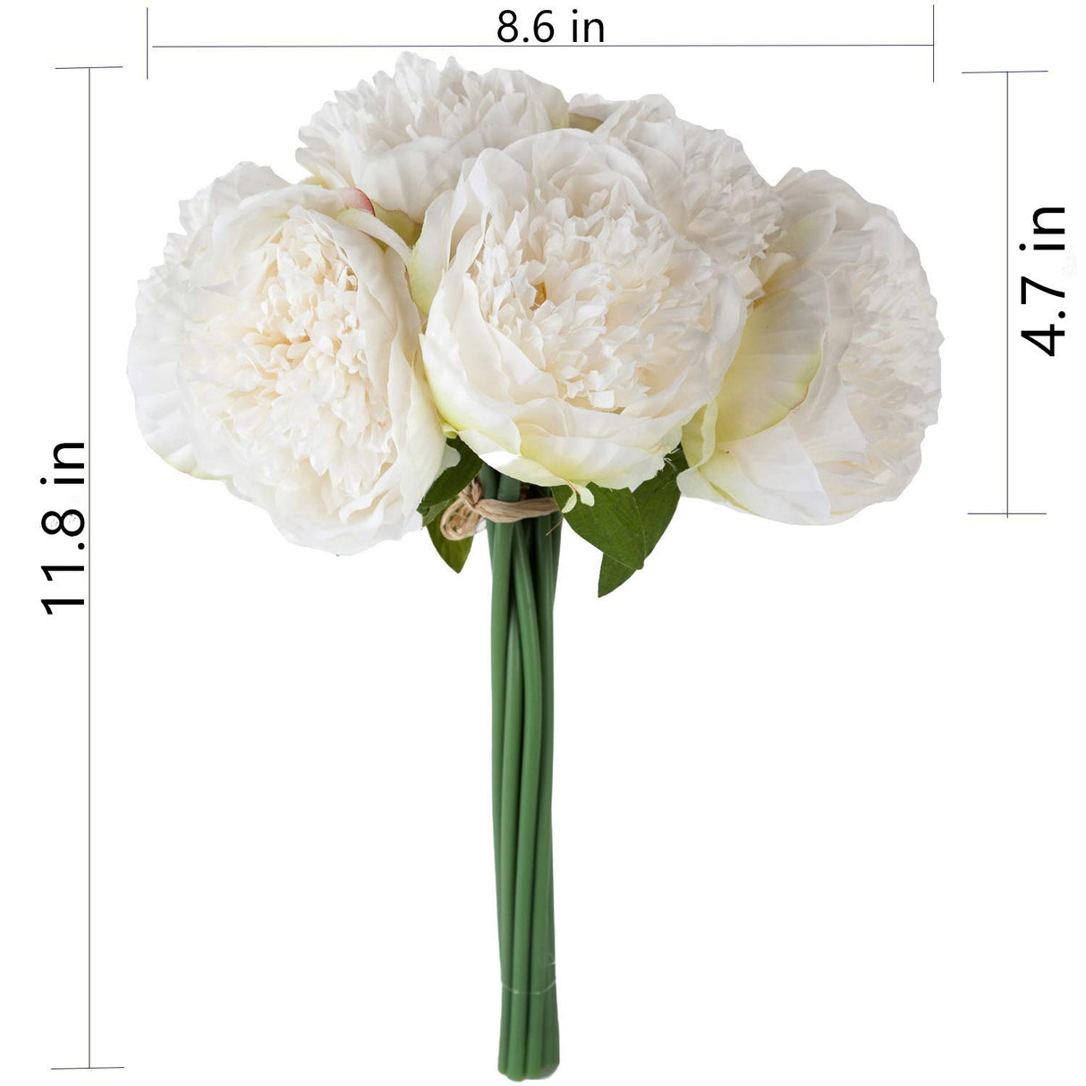 U'Artlines 2 Bouquet 10 Heads Artificial Peony Silk Flower Leaf Home Office Wedding Party Festival Bar Decor (Cream White) U'Artlines