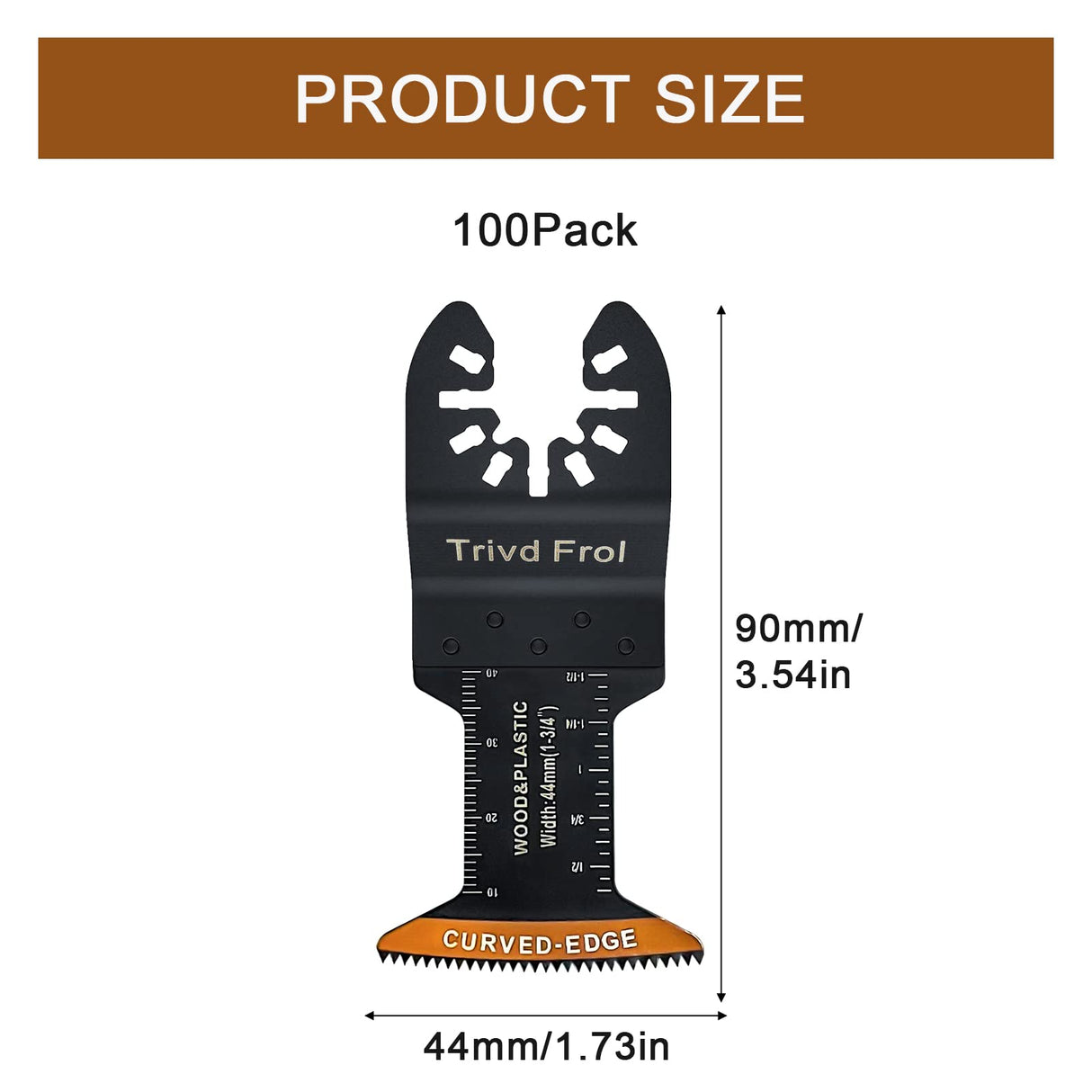 Trivd Frol 100Pcs Curved-Edge Oscillating Tool Blades Professional Universal Oscillating Saw Blades Wood Multitool Blades Compatible with Dewalt, Milwaukee, Ryobi, Rockwell, Bosch Trivd Frol