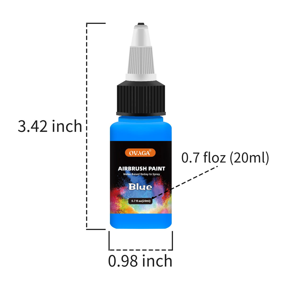 Ovaga Airbrush Paint Set, 11 Colors (20 ml/0.7 oz), Ready to Spray, Opaque & Neon, Water-Based Acrylic Kit for Artists & Hobbyists Ovaga