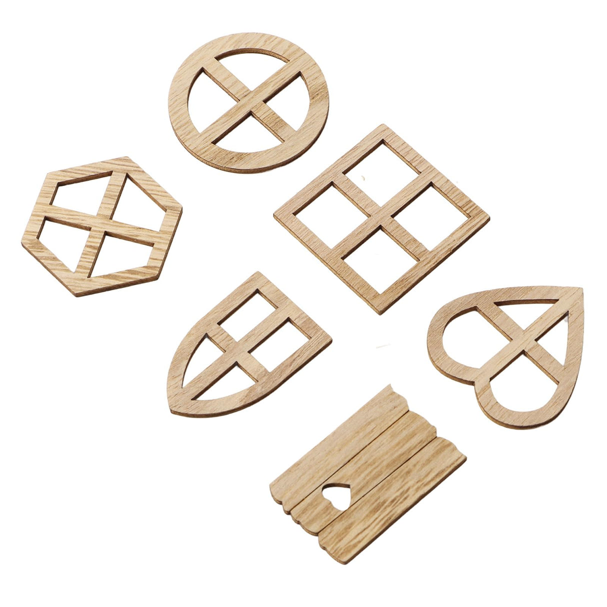 100pcs Wood Window Cutouts - Multipurpose Unfinished Wood Slices, Unfinished Wood Crafts for DIY, Kids Crafts, and Home Decor Projects Topyond
