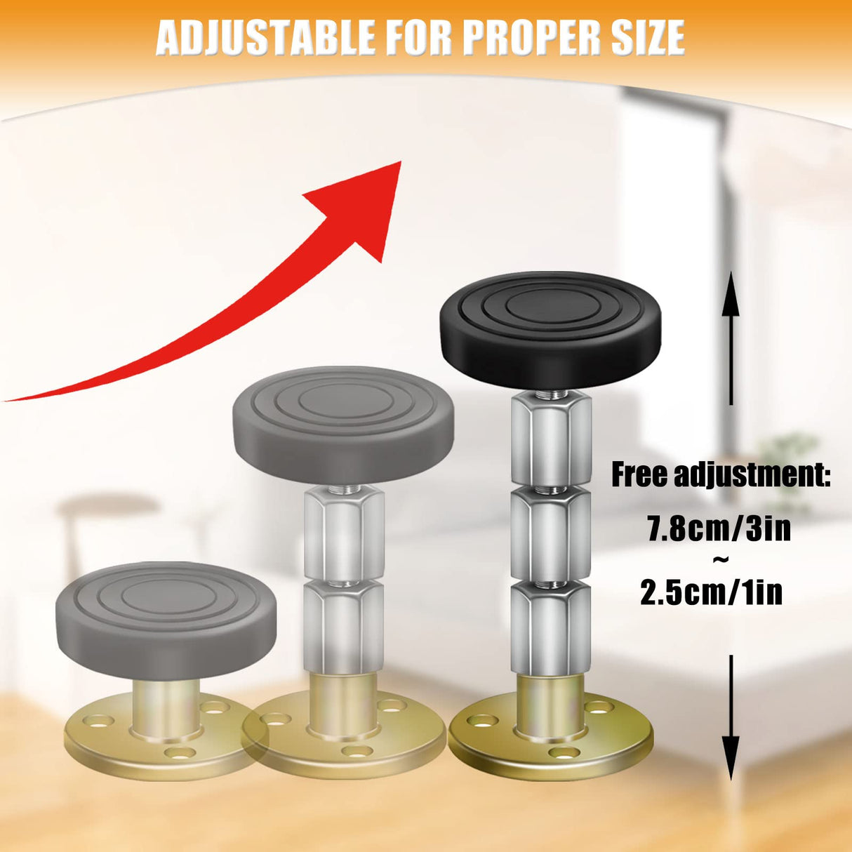 SPEETH 4 Pack Headboard Stoppers, Adjustable Bed Noise Stopper for Wall, Bed Frame Post Anti-Shake Tool, Head Board Stabilizer Pad Support Bumper Guards, Threaded Fixer Keep from Squeaking, 30-105mm SPEETH