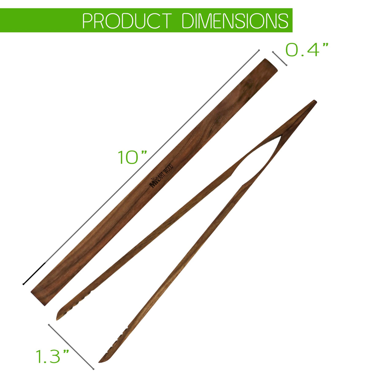 Mr.Art Ash Wood Toaster Kitchen Tongs (4-Pack), 10" Length - Ultra Grip, Ideal for Toast, Fruits, Bread & Pickles - Made in Europe (Walnut) Mr.Art Wood