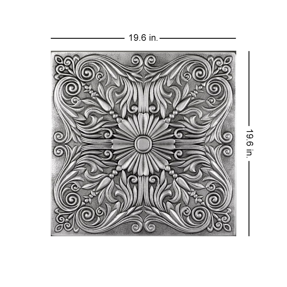 A La Maison Ceilings R139 Spanish Silver Foam Glue-up Ceiling Tile (259.2 sq. ft./Case) Pack of 96, Antique Silver À LA MAISON CEILINGS