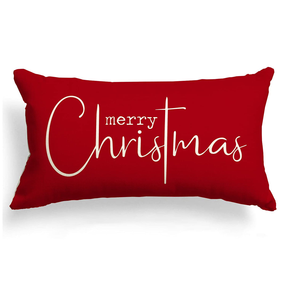 Allorry Christmas Pillow Covers Merry Christmas Throw Pillow Decorative Christmas Red Cotton Cloth Linen Cloth Pillow Cover Sofa Cover Decorative Rectangle Length 12X20 inches Allorry