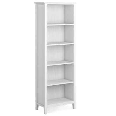 SIMPLIHOME Artisan SOLID WOOD 26 Inch Contemporary 5 Shelf Bookcase in White, For the Living Room, Study Room and Office