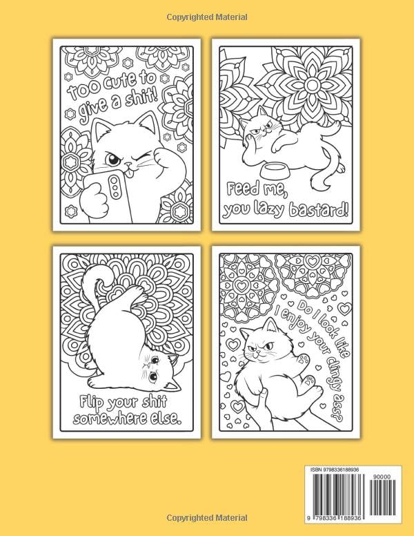 Sassy Cats: A Swearing Cats Coloring Book for Adults, Perfect for Cat Lovers, Relaxation, and Stress Relief WoodArtSupply