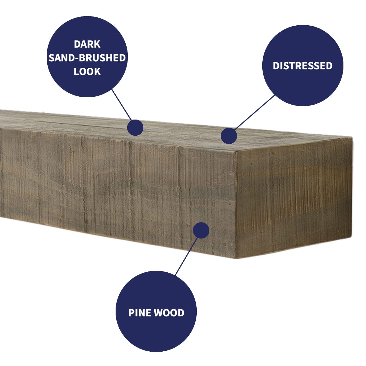 Country Living Wood Fireplace Mantel Shelf - Stockbridge 60 Inch Beach Sand Finish | Rustic Distressed Pine Beam with Hand-Hewn Details; for Fireplaces, Hearths & Décor Country Living