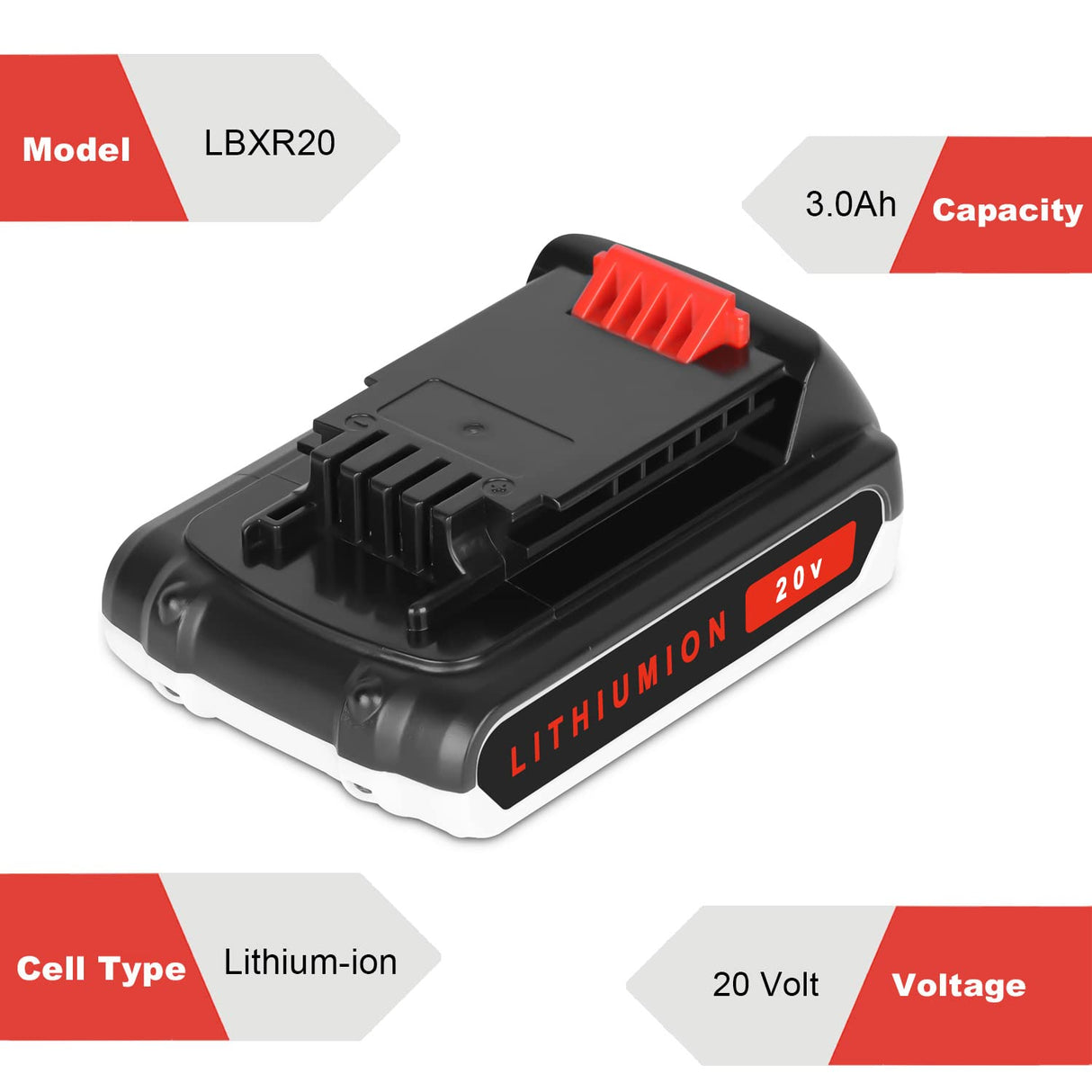 JYJZPB 2 Packs 3000mAh Replace Battery Compatible for Black and Decker 20V Lithium Battery LB20 LBX20, for BLACK+DECKER LBXR20 Decker Battery for Black & Decker 20 Volt MAX Cordless Tools JYJZPB