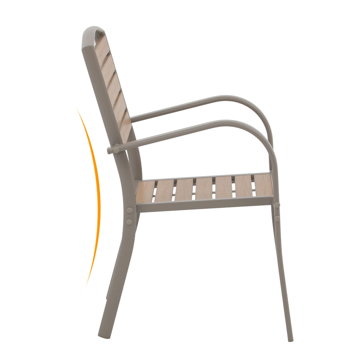 i-VTIES Patio Dining Chairs Set of 4,Outdoor Stackable Dining Chairs with Backrest & Armrest,Aluminum Frame Patio Furniture Chairs for Garden,Backyard,Lawn & Deck,Teak i-VTIES