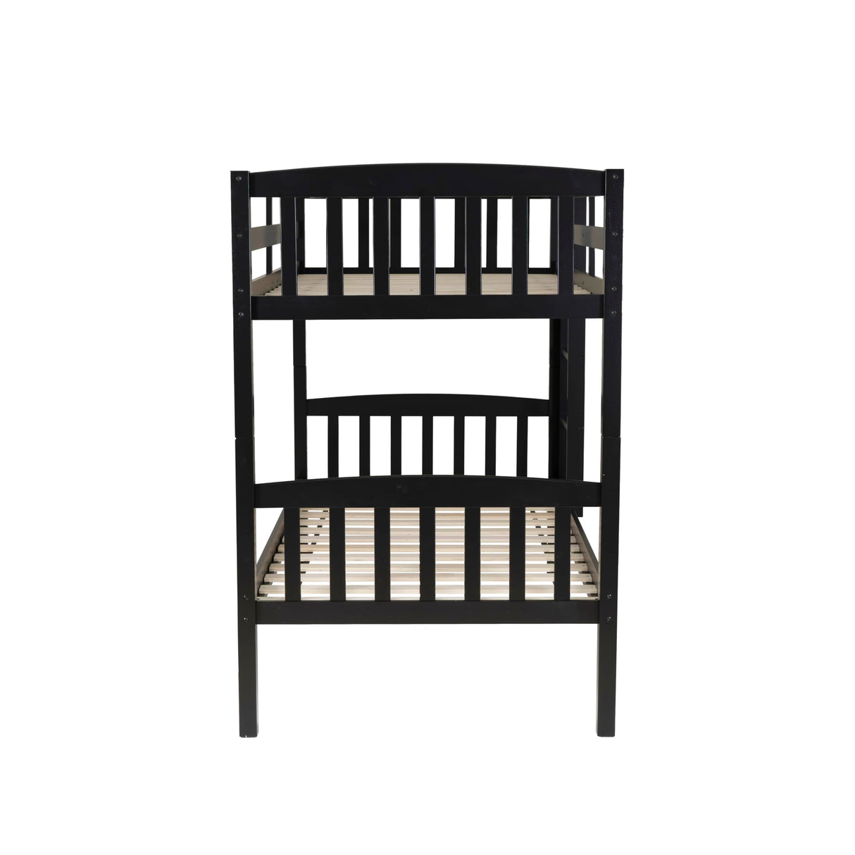 Linon Howell Black Solid Wooden Twin Over Twin Bunk Bed with Ladder Linon