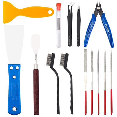 OLYCRAFT 23PCS 3D Printer Tool 3D Printer Nozzle Cleaning Tool Removal Tool Kit includes Putty Knife, Wire Brush, Wire Flush Cutter, Scraper Knife, Diamond Files and Tweezer for Cleaning 3D Printer