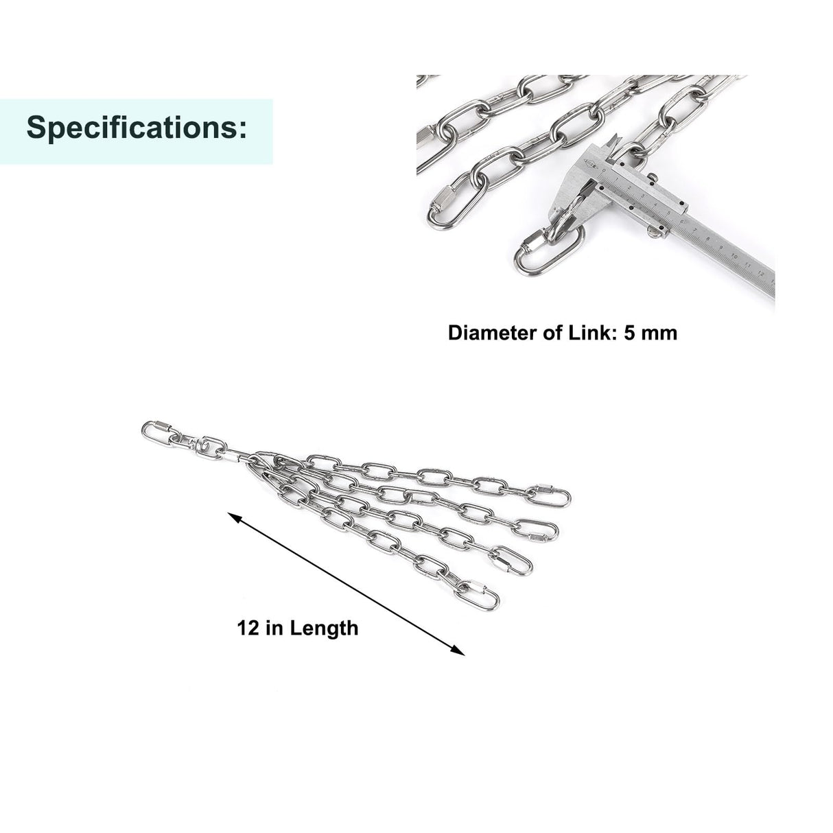 CCYODECO Punching Bag Hanger, 304 Stainless Steel Chain & Swivel with Quick Connection Links for Heavy Bag, Gym Swing, and Hammock CCYODECO